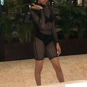 Pretty Little Thing Kloe Black Fishnet Unitard